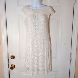 Criss Cross Cream Lace Dress. Size L